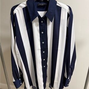 Lane Bryant Bold Navy and White Striped Shirt Sz 18/20